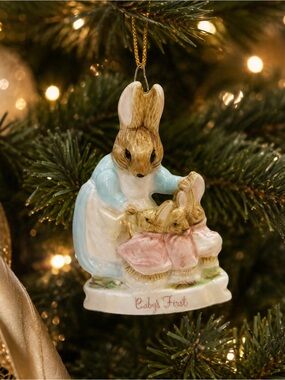 Bunny Family Baby's First Ornament Vintage‎ 1986 Schmid Japan